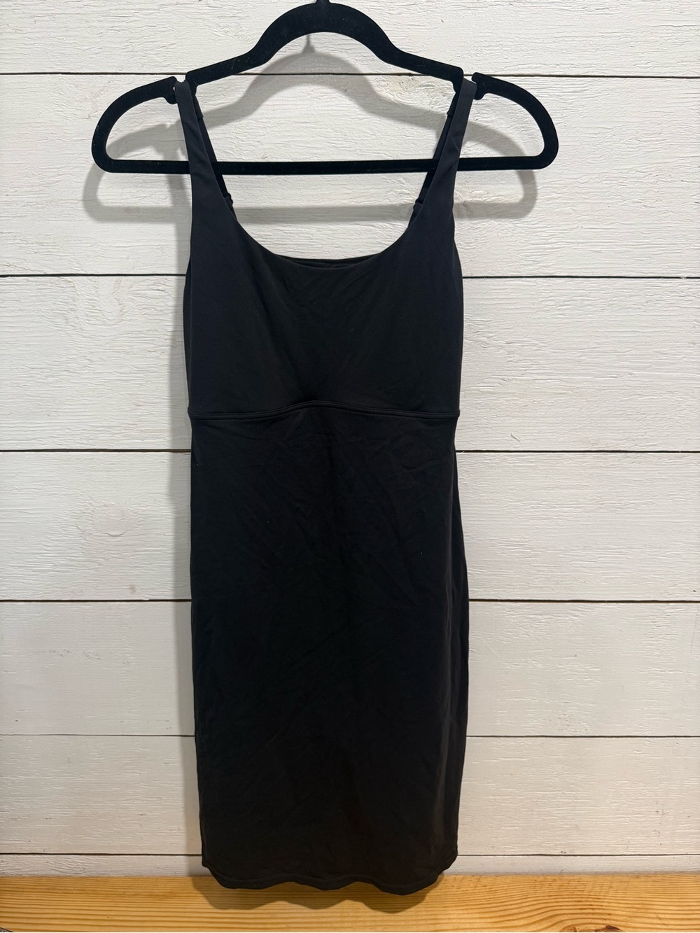 Flexees Black Tank Dress with Scoop Neck Size M Button snap